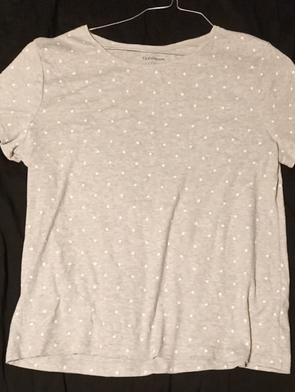 Caslon Light Gray Polka Dot Short Sleeve Tee